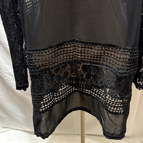 Chic Black Lace Cover Up Tunic Top - Picture 3 of 5